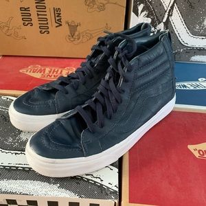 Vans SK8-Hi Zip Premium Leather Navy/White